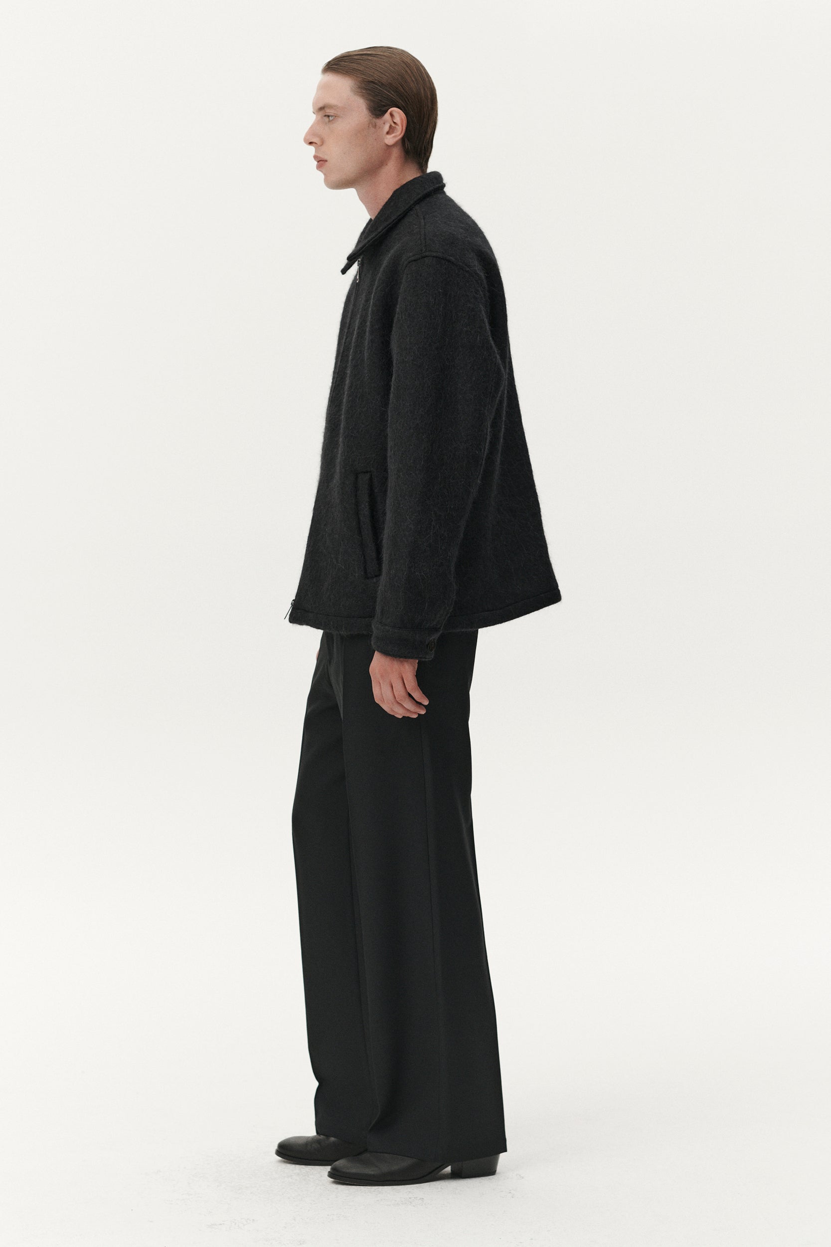 ZIP UP BONDED HAIRY WOOL AW25 BLACK | Welter Shelter