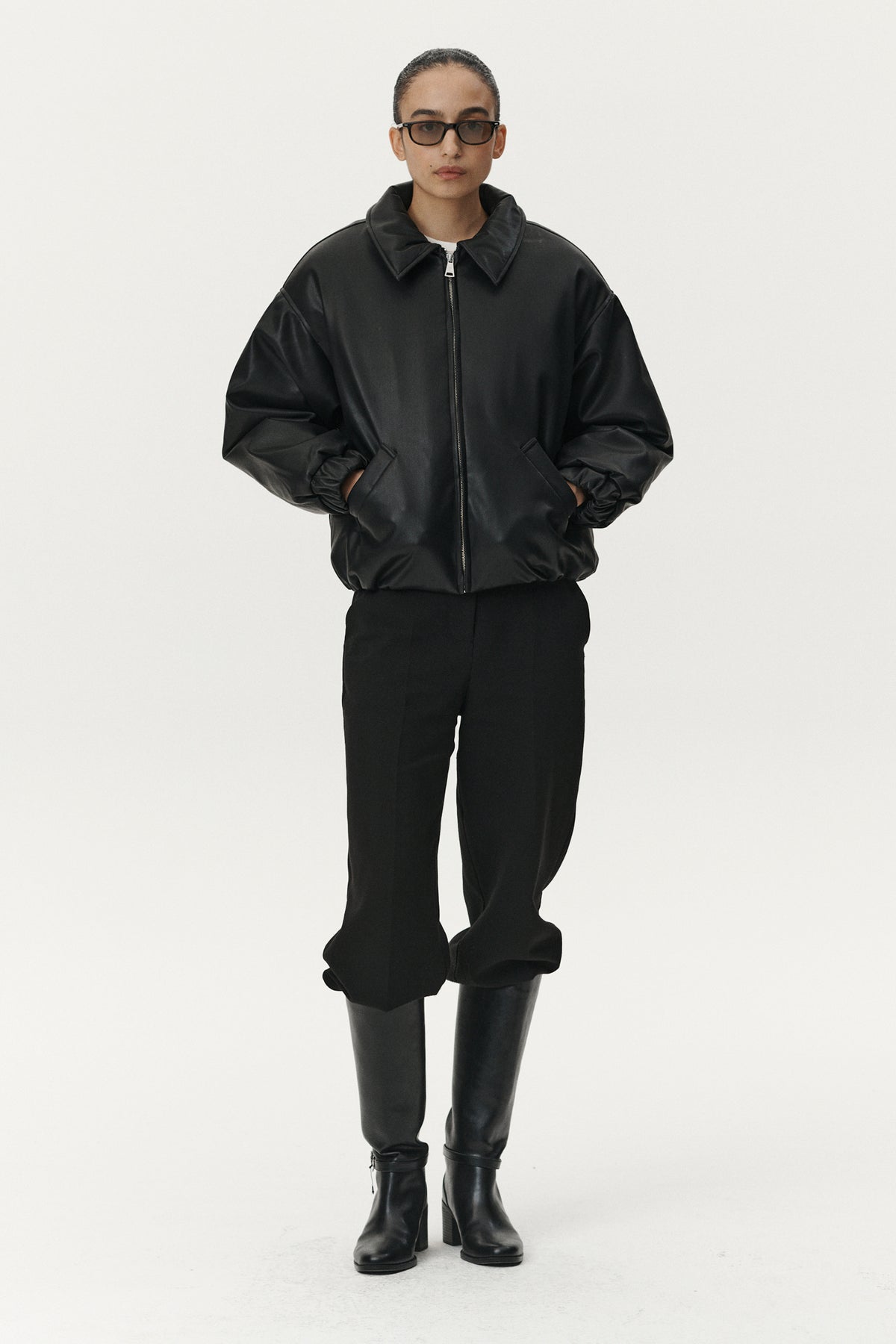 BOMBER FAUX LEATHER AW25 BLACK WOMENS Welter Shelter