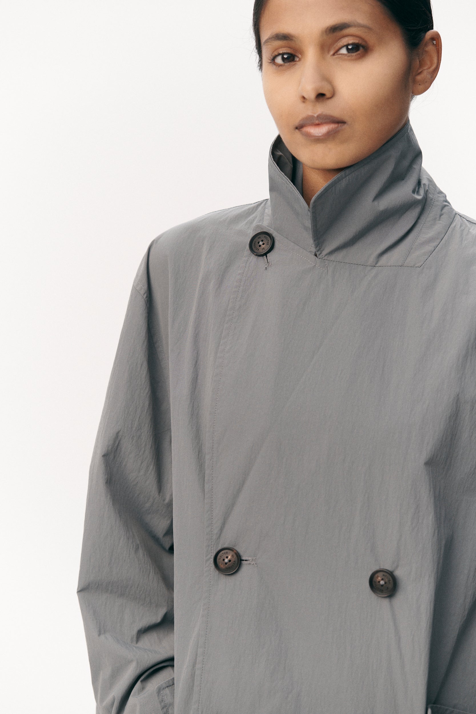 SHUVA C CRINCLE NYLON SS26 GREY BLUE WOMEN