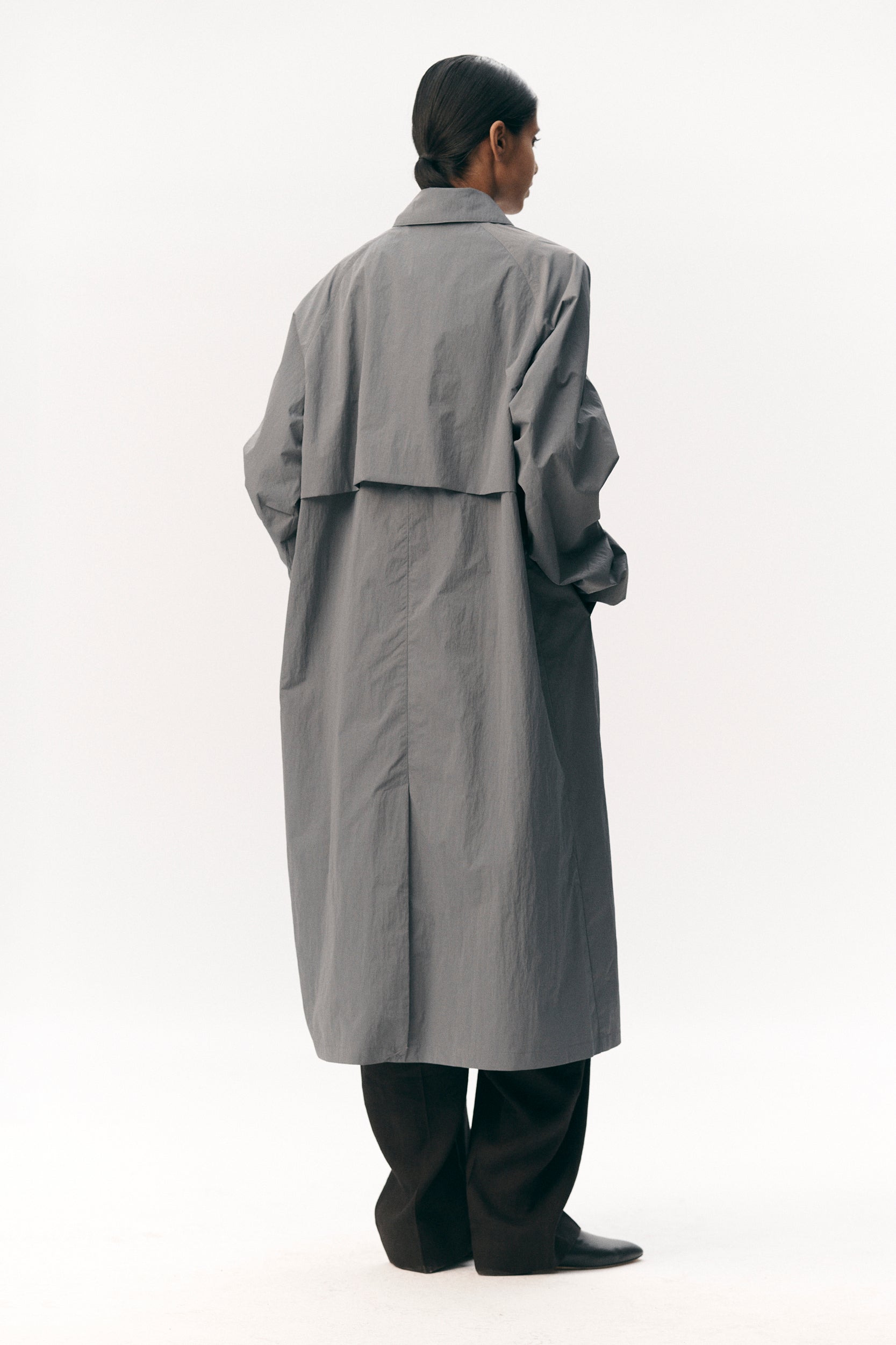 LONG COACH CRINCLE NYLON SS26 GREY BLUE WOMEN