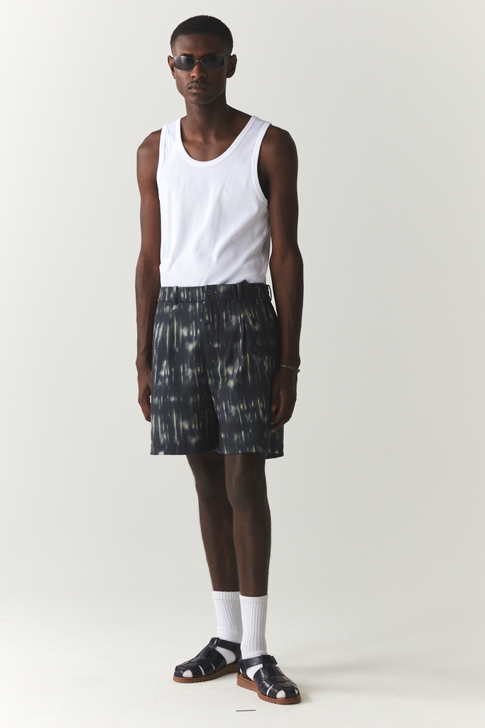 SHORTS PLEATED PRINTED SS'24 NAVY