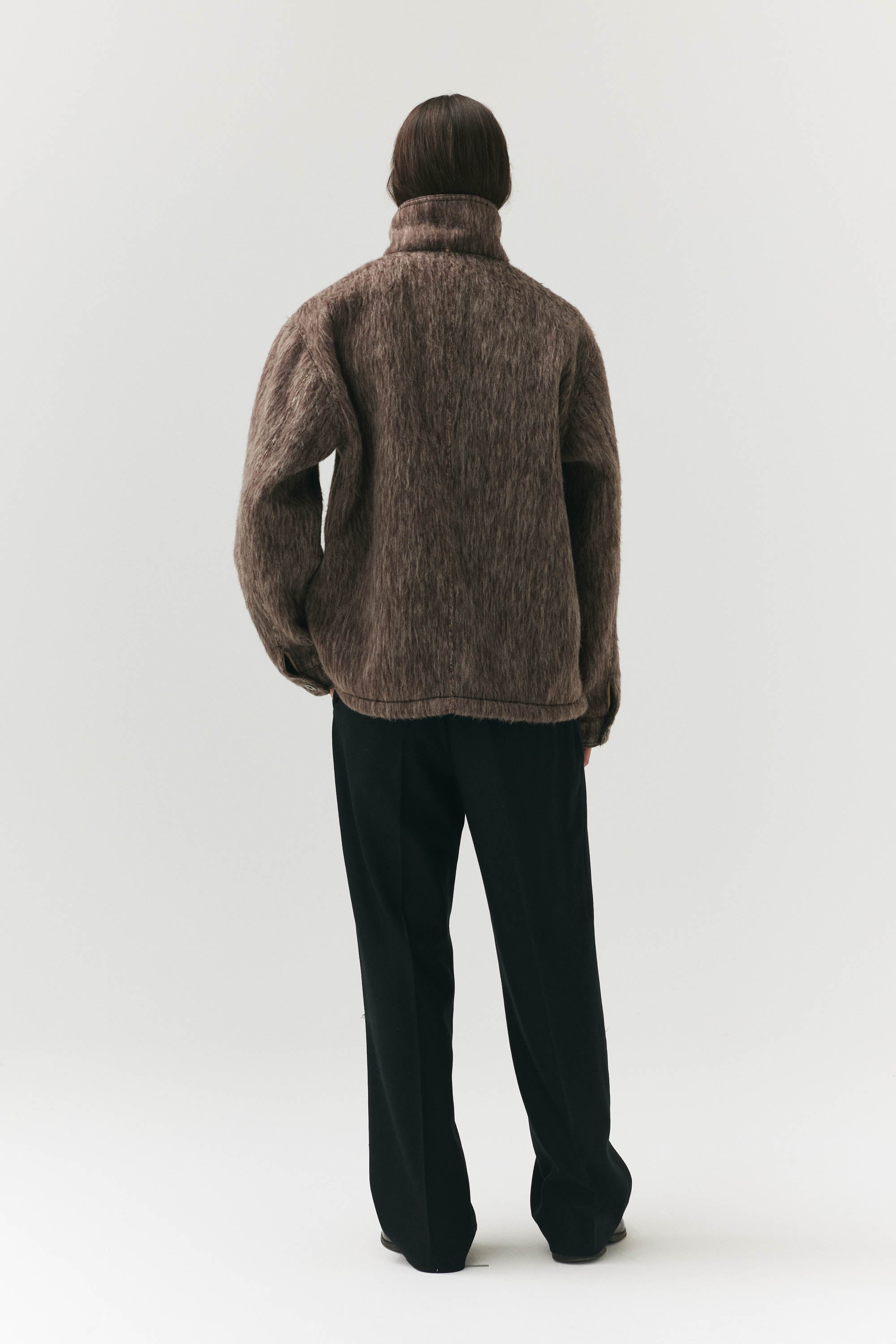 ZIP UP CARDI BONDED WOOL AW24 BROWN | Welter Shelter