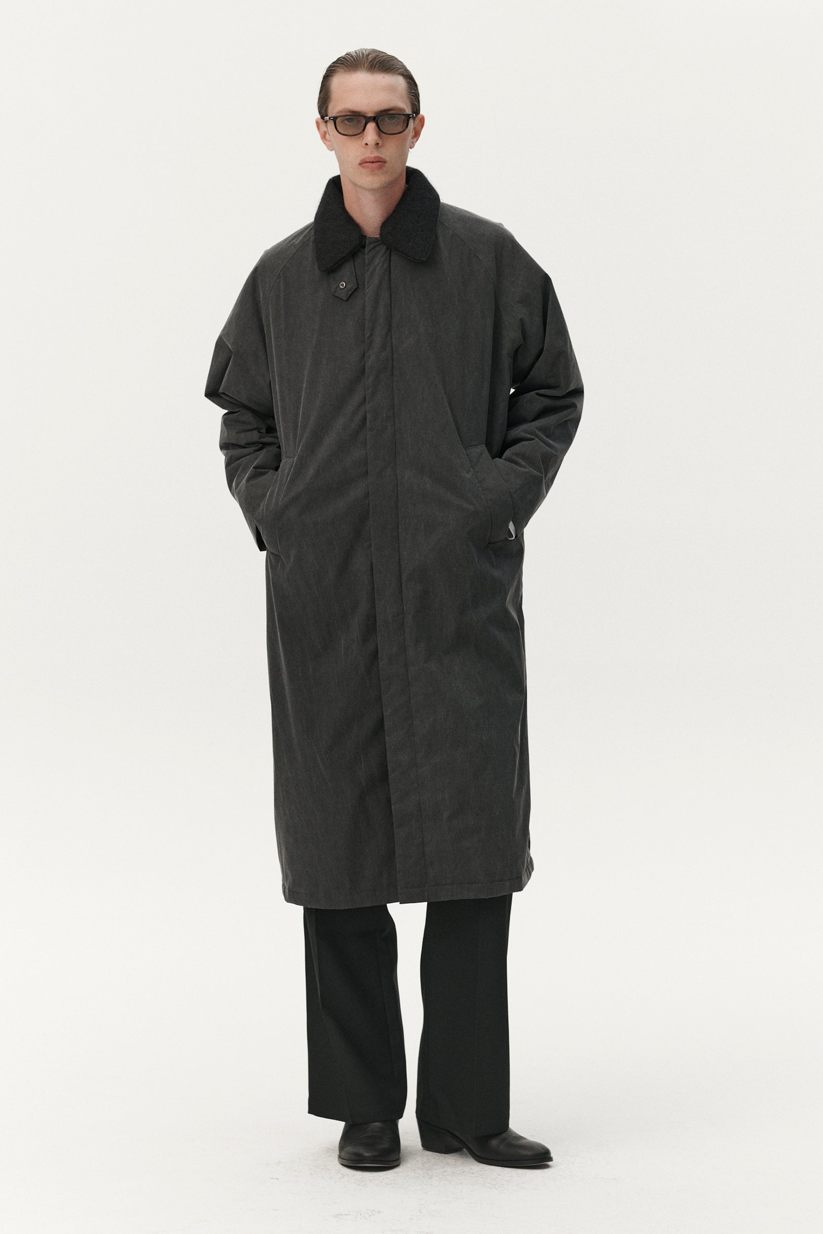 LONG COACH WASHED AW25 WASHED BLACK MENS