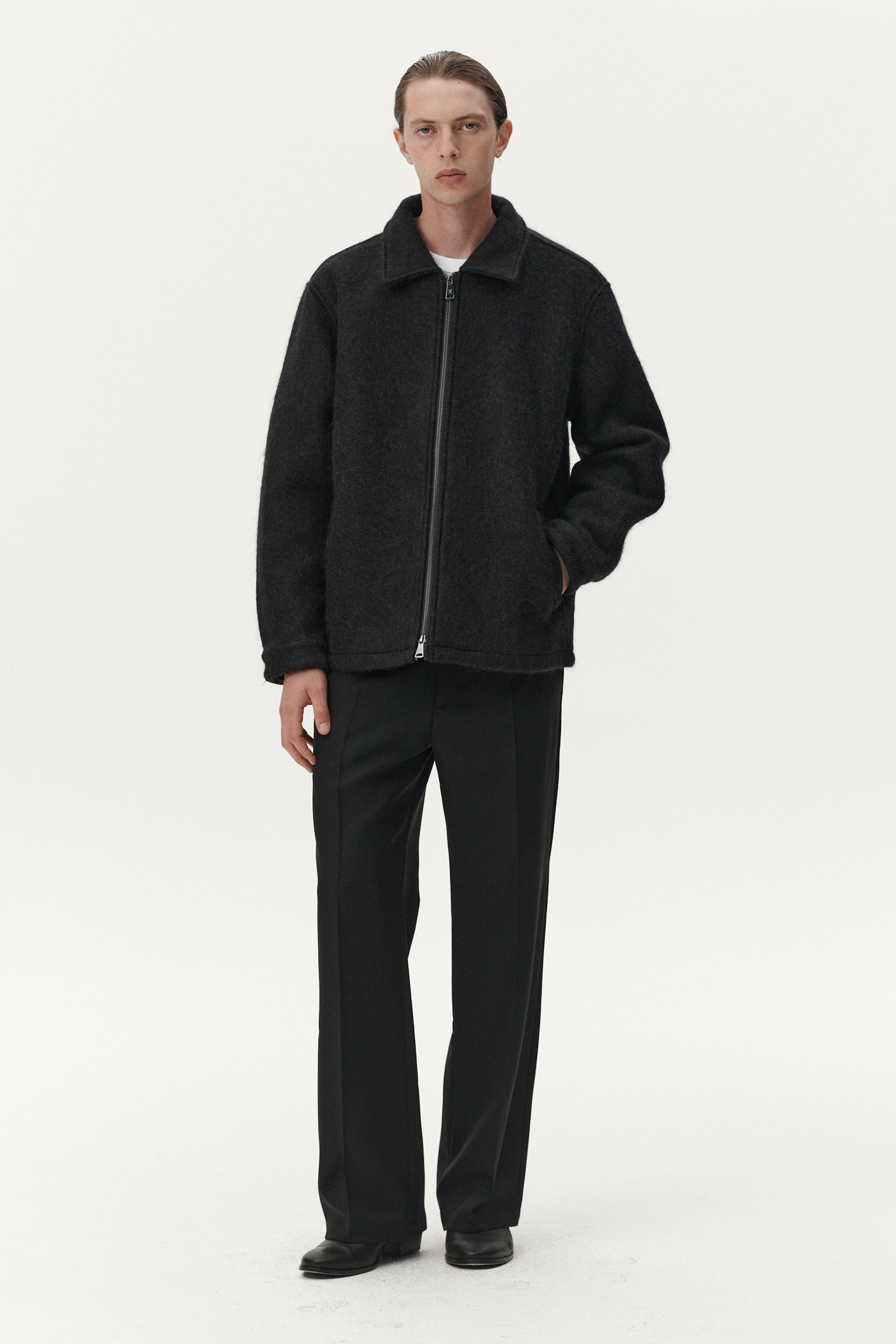 ZIP UP BONDED HAIRY WOOL AW25 BLACK | Welter Shelter