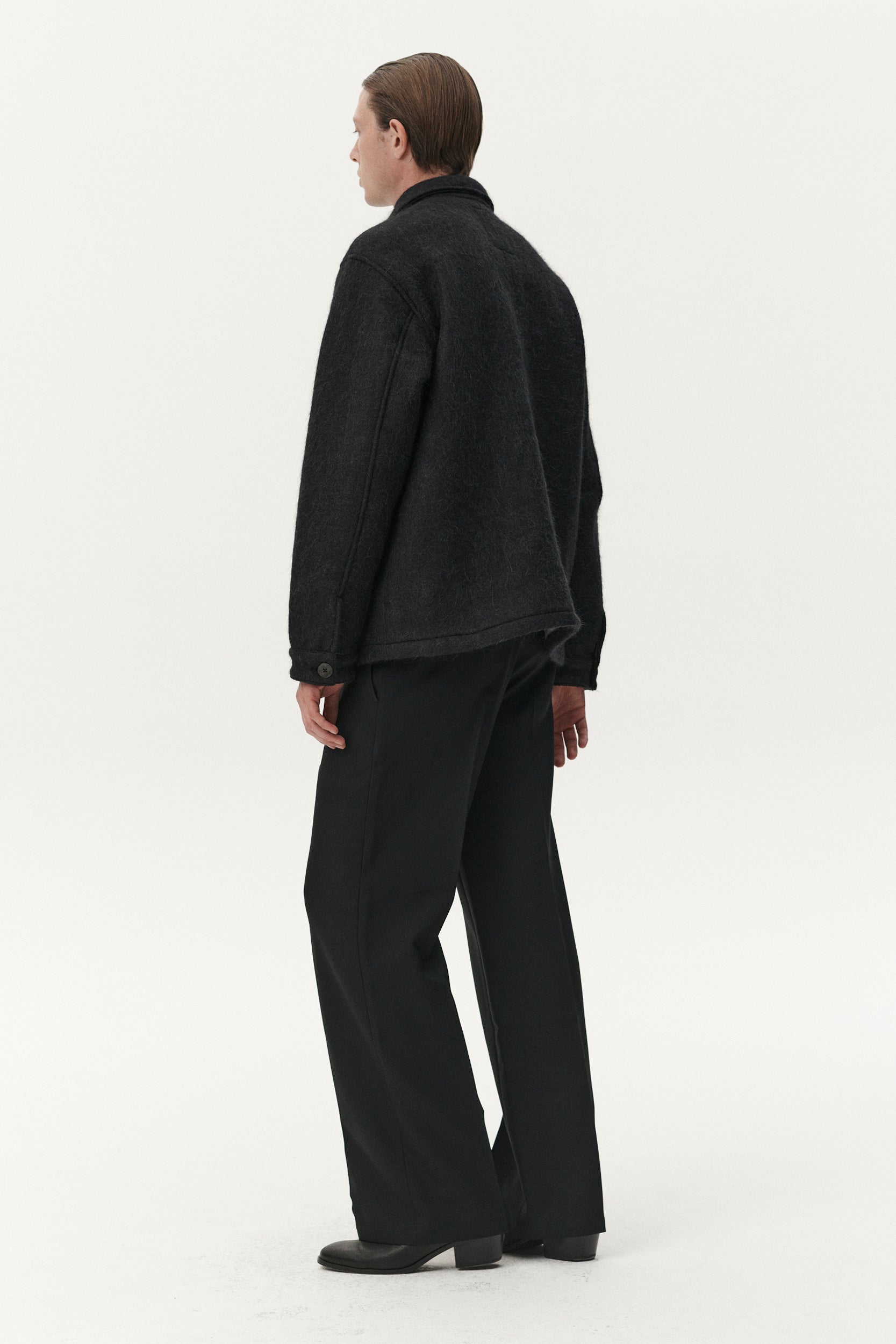 ZIP UP BONDED HAIRY WOOL AW25 BLACK