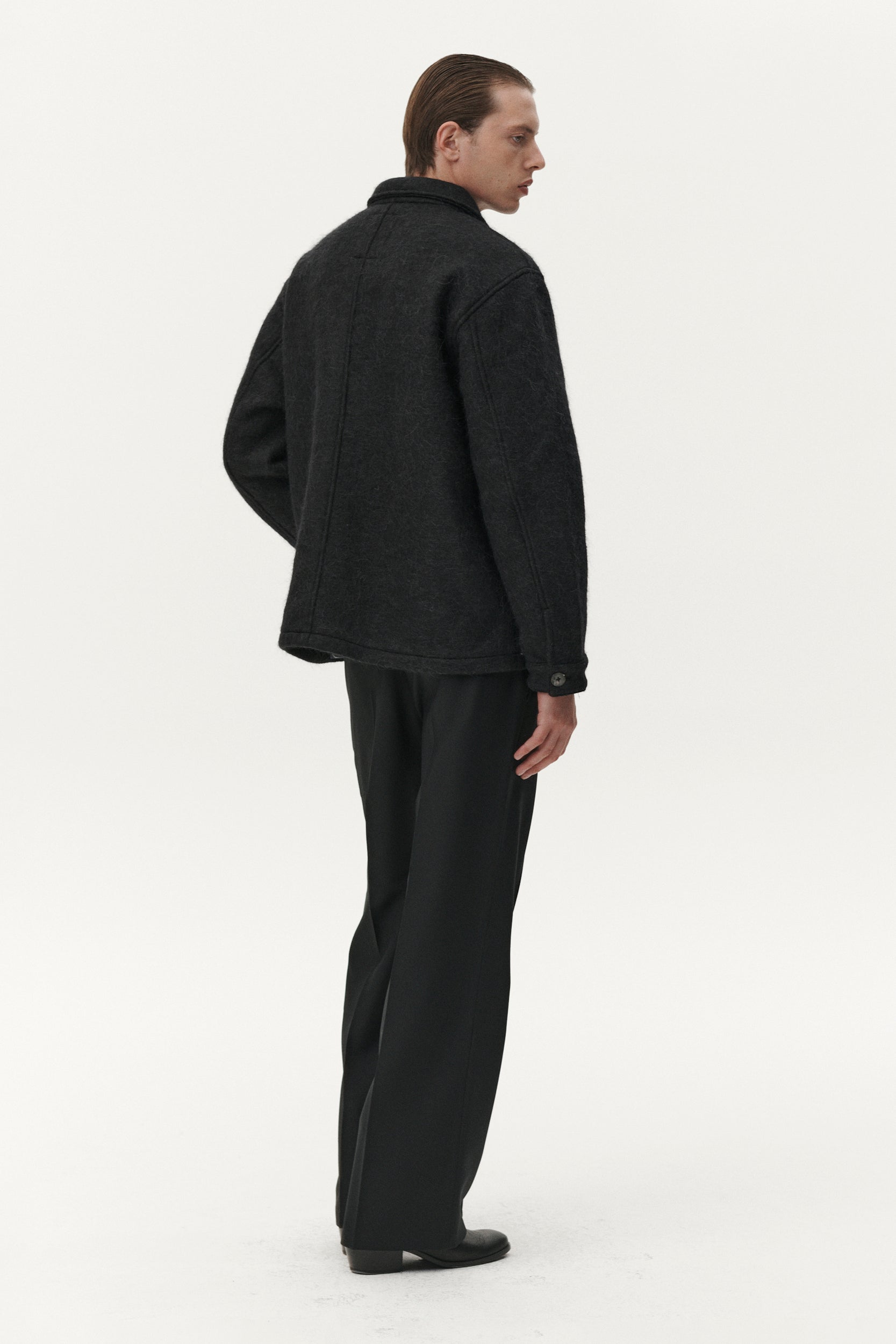 ZIP UP BONDED HAIRY WOOL AW25 BLACK