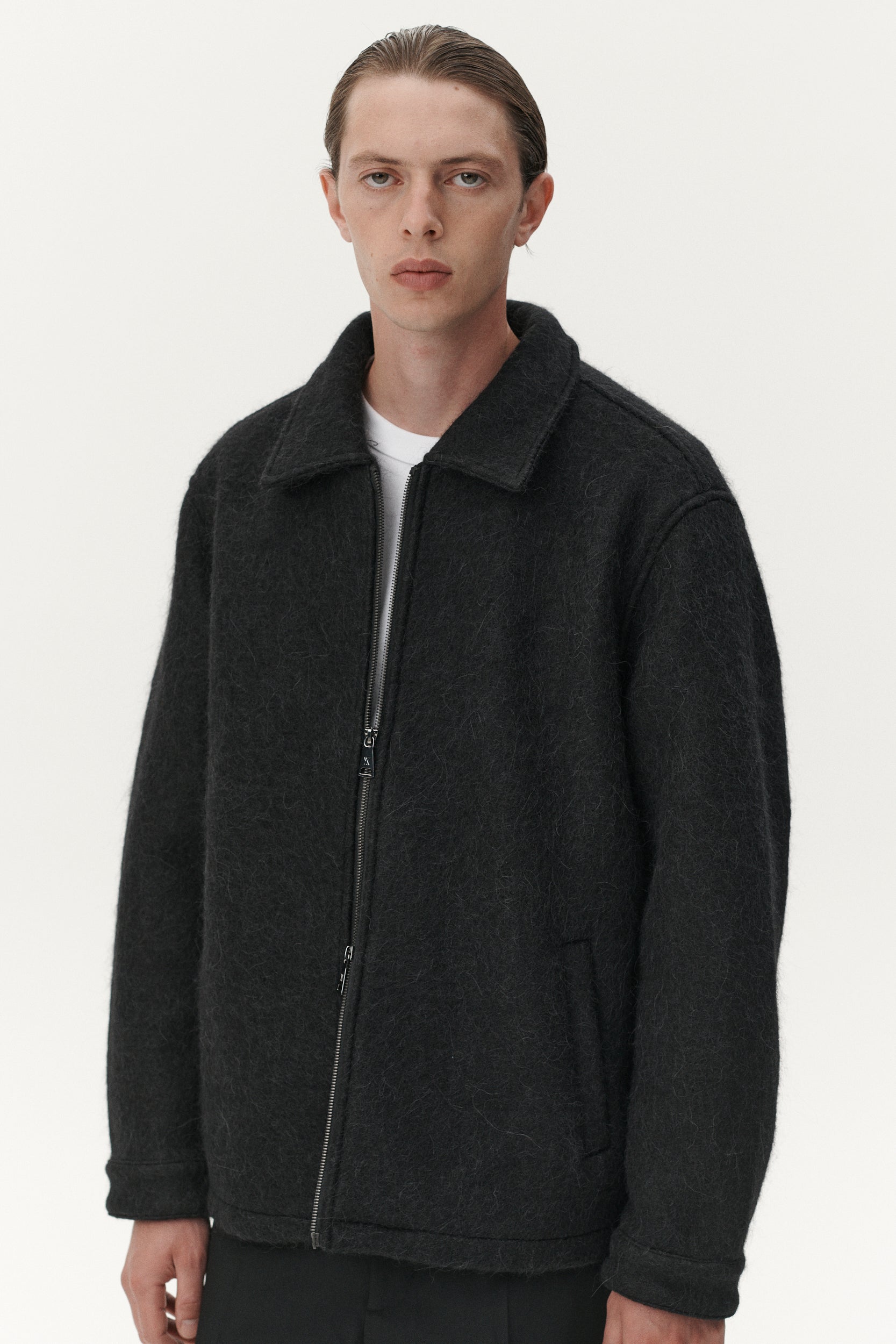 ZIP UP BONDED HAIRY WOOL AW25 BLACK | Welter Shelter