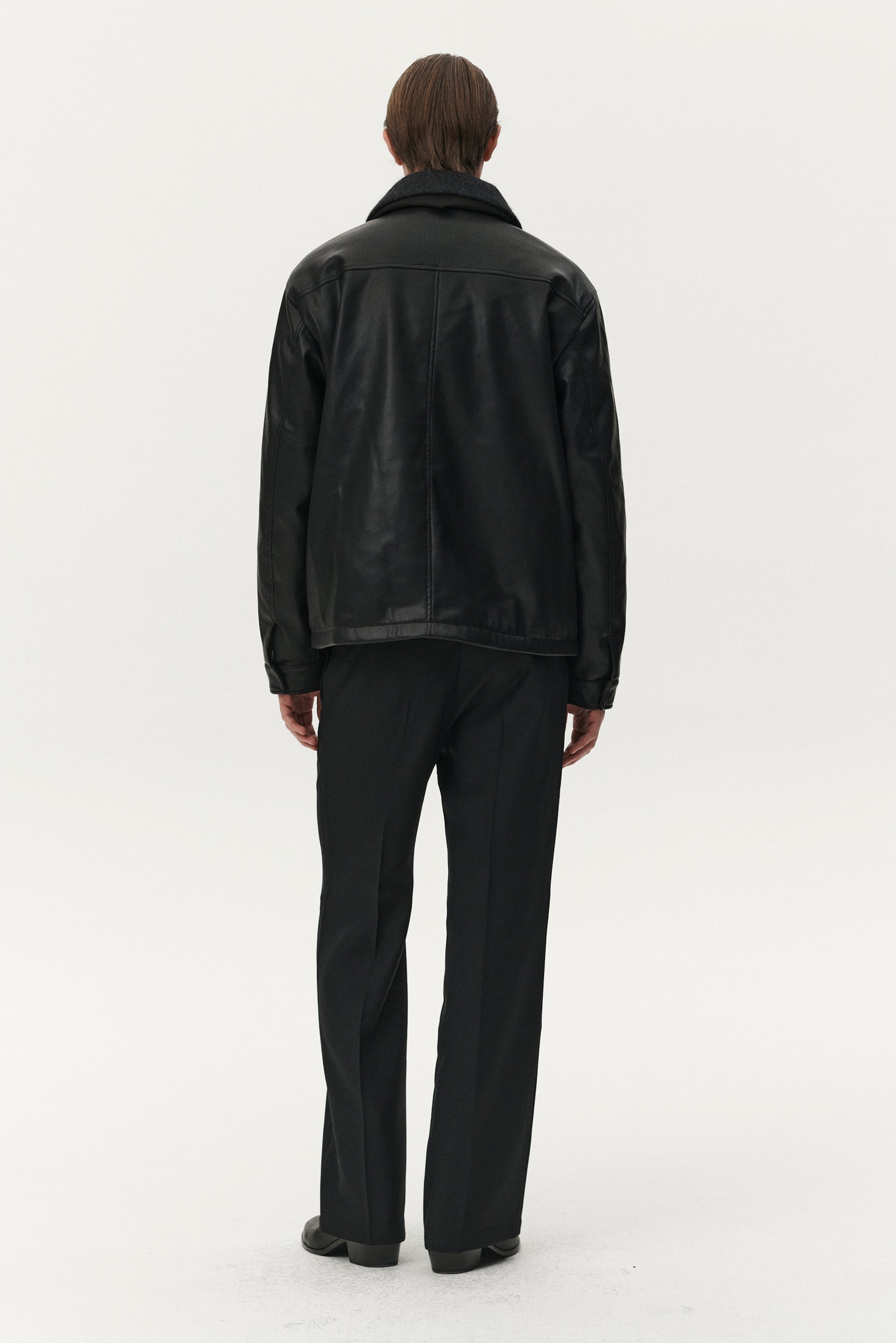 ZIP UP FAUX LEATHER AW25 BLACK