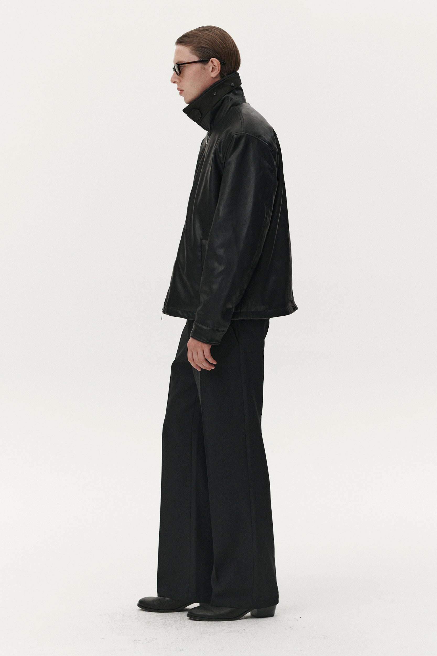 ZIP UP FAUX LEATHER AW25 BLACK