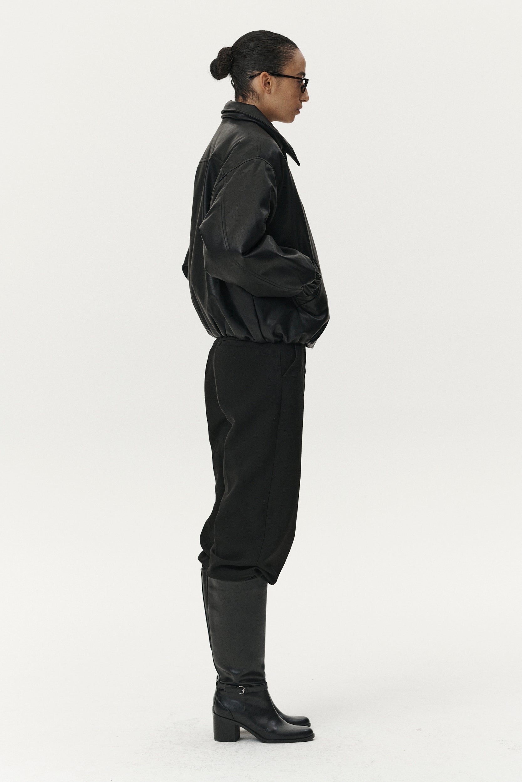 BOMBER FAUX LEATHER AW25 BLACK WOMENS