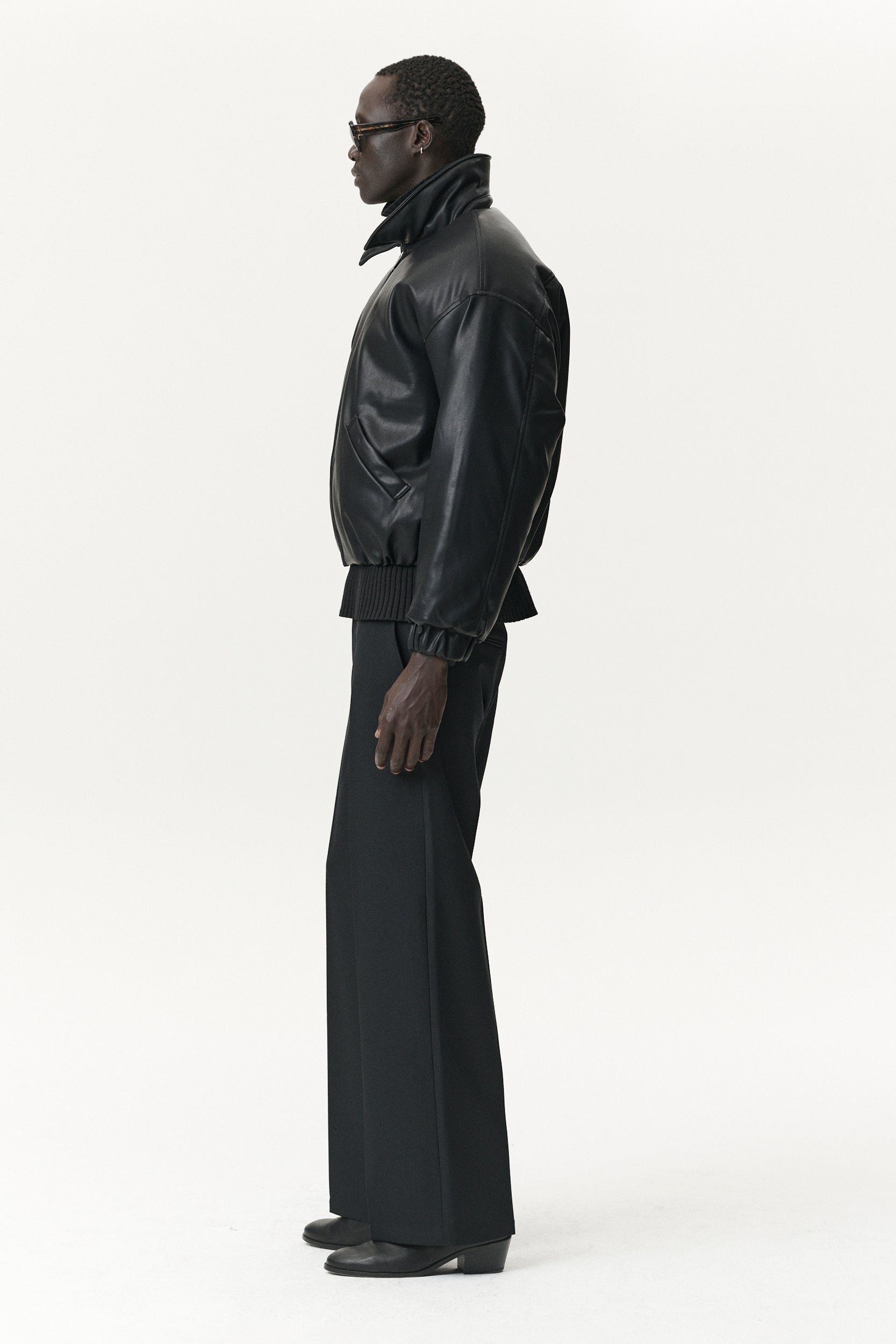 BOMBER FAUX LEATHER AW25 BLACK MENS