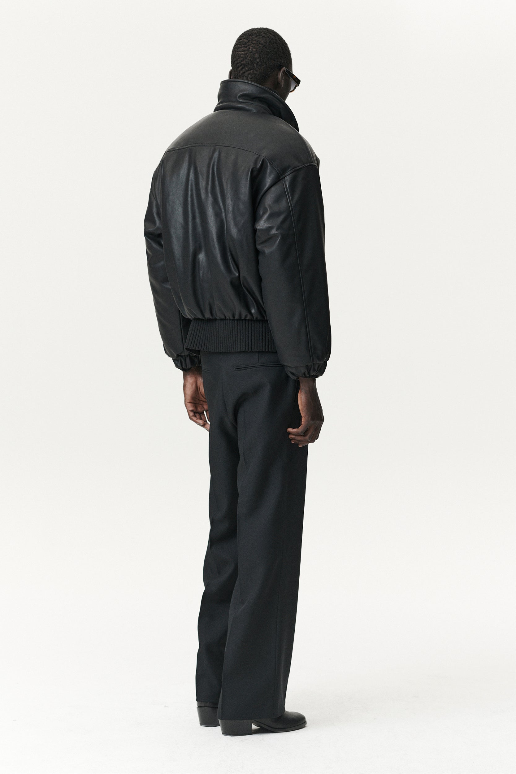 BOMBER FAUX LEATHER AW25 BLACK MENS