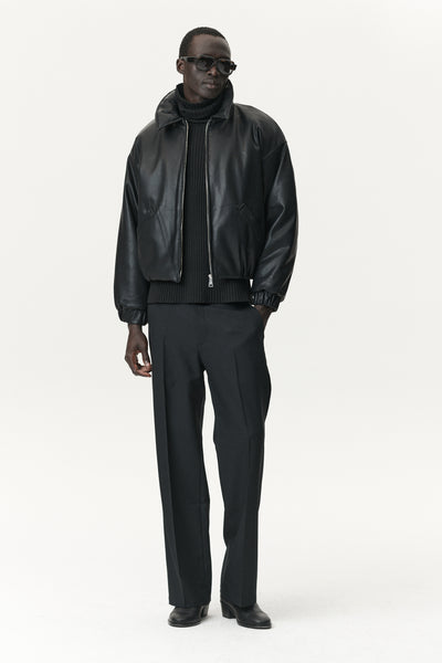 BOMBER FAUX LEATHER AW25 BLACK MENS | Welter Shelter