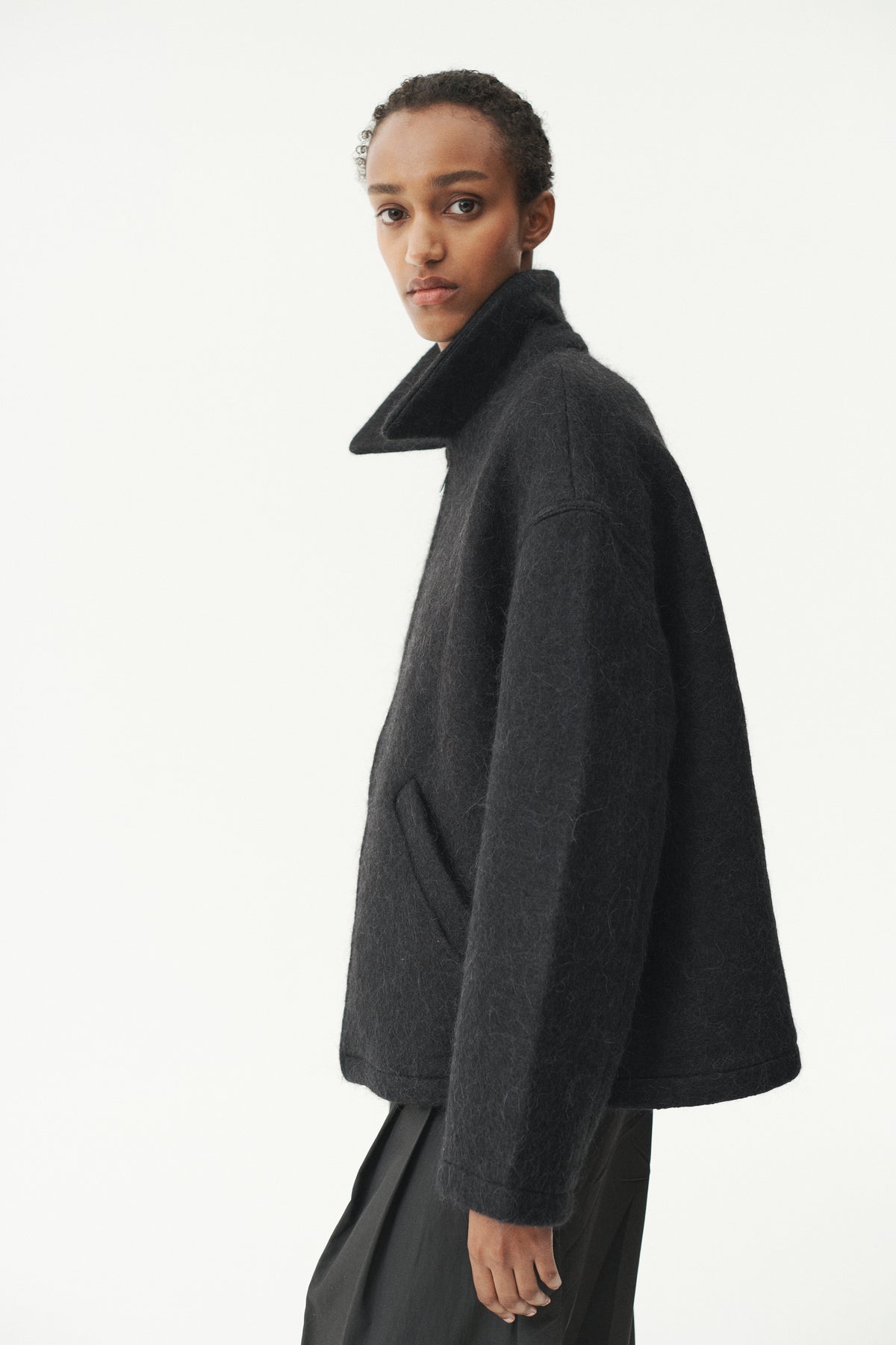 SHIRT JACKET FUZZY WOOL BOND AW26 BLACK