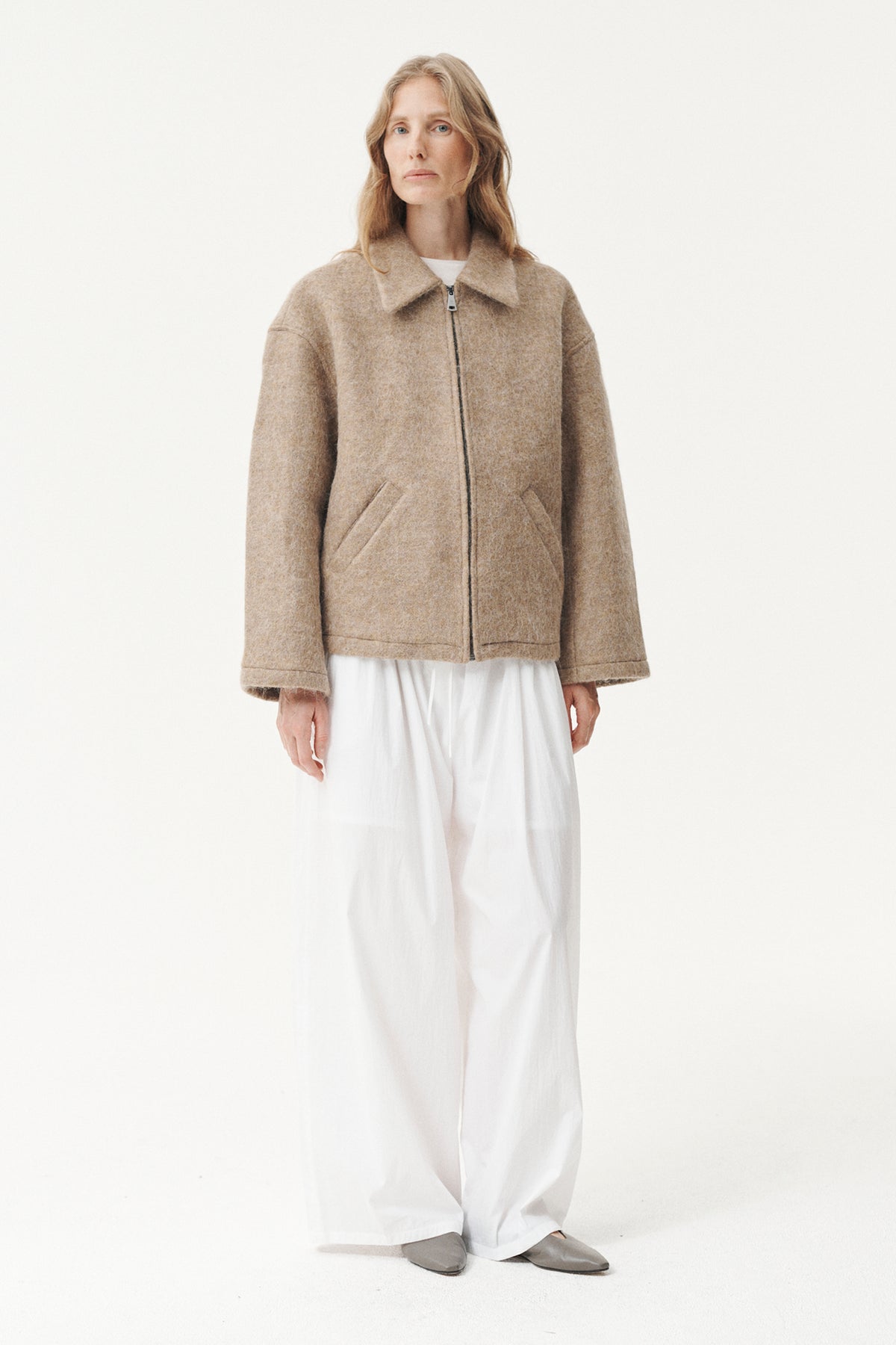 SHIRT JACKET FUZZY WOOL BOND AW26 CAMEL