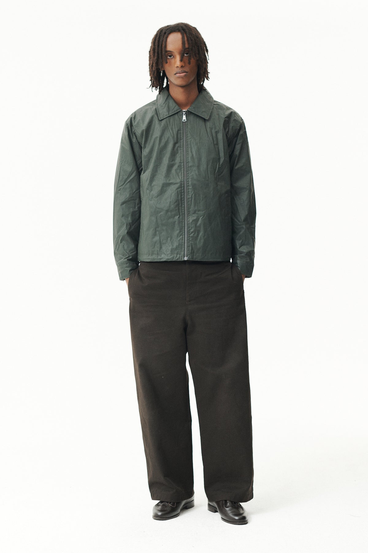ZIP UP WAX CORDU AW26 DARK GREY GREEN