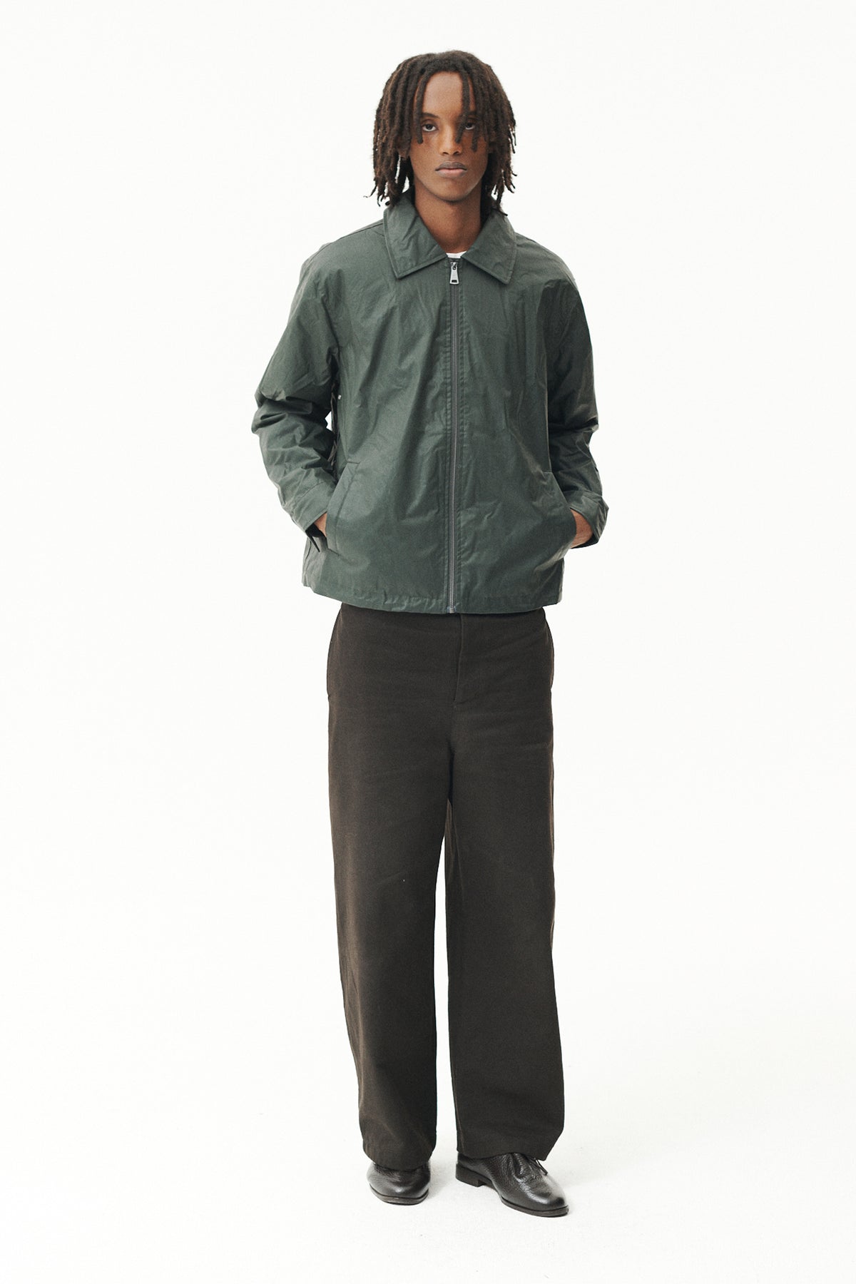ZIP UP WAX CORDU AW26 DARK GREY GREEN