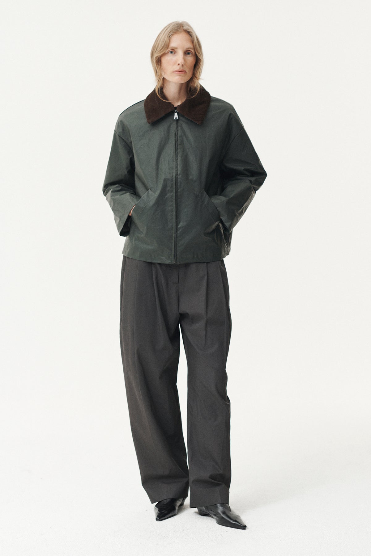 SHIRT JACKET WAXED AW26 DARK GREY GREEN