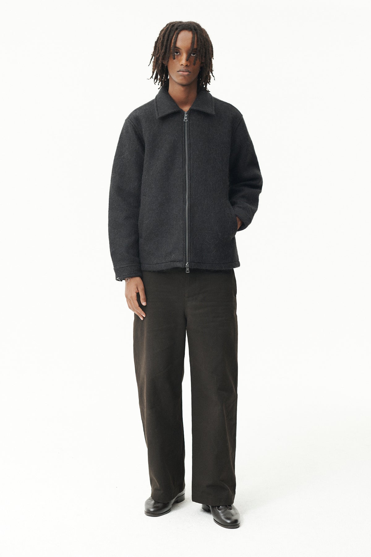 ZIP UP BONDED ALPACA WOOL AW26 BLACK
