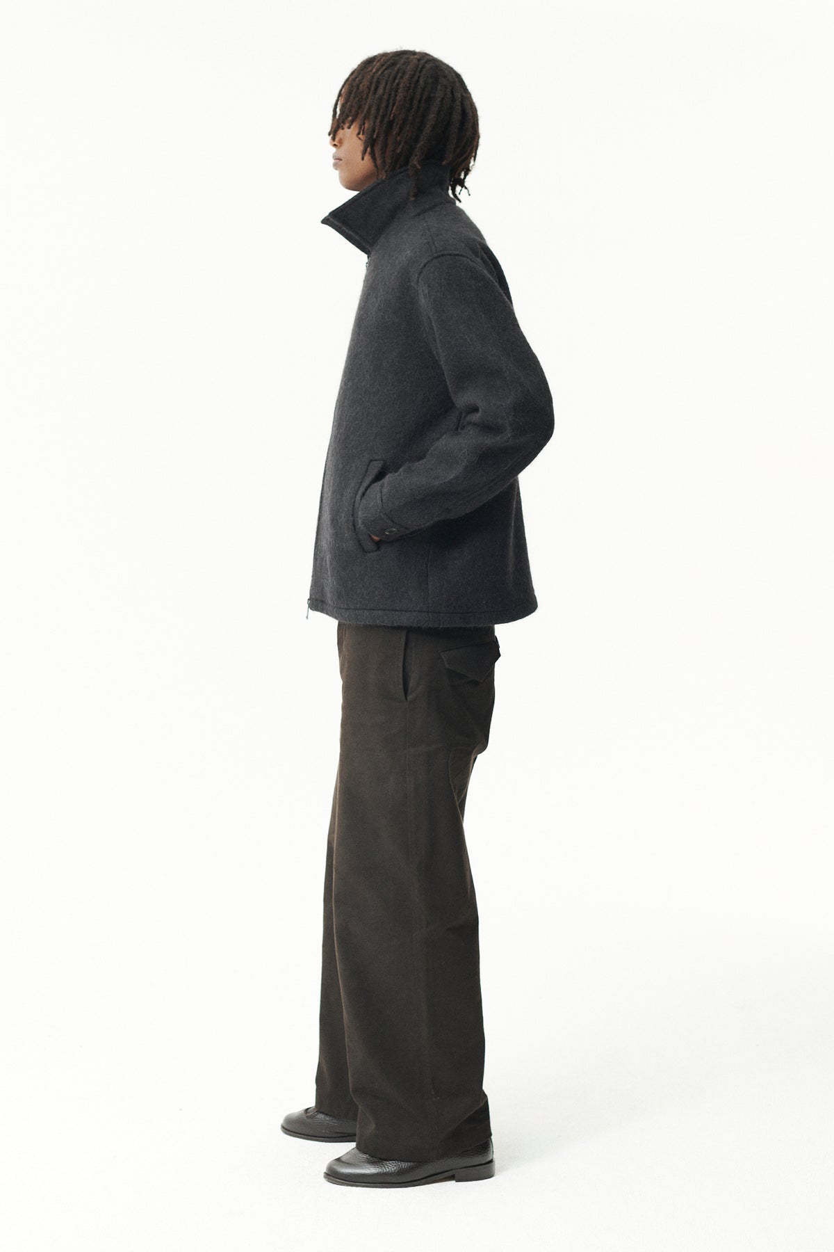 ZIP UP BONDED ALPACA WOOL AW26 BLACK