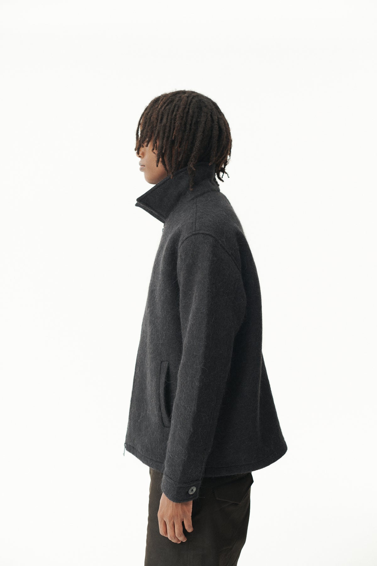ZIP UP BONDED ALPACA WOOL AW26 BLACK