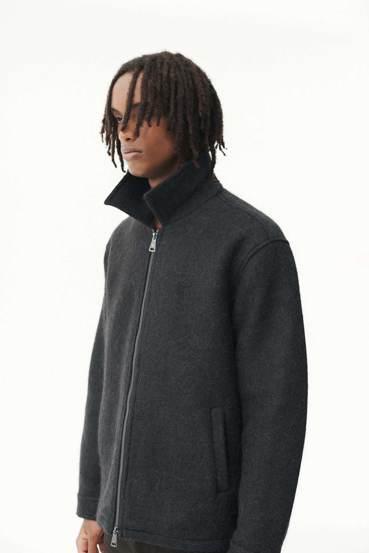 ZIP UP BONDED ALPACA WOOL AW26 BLACK