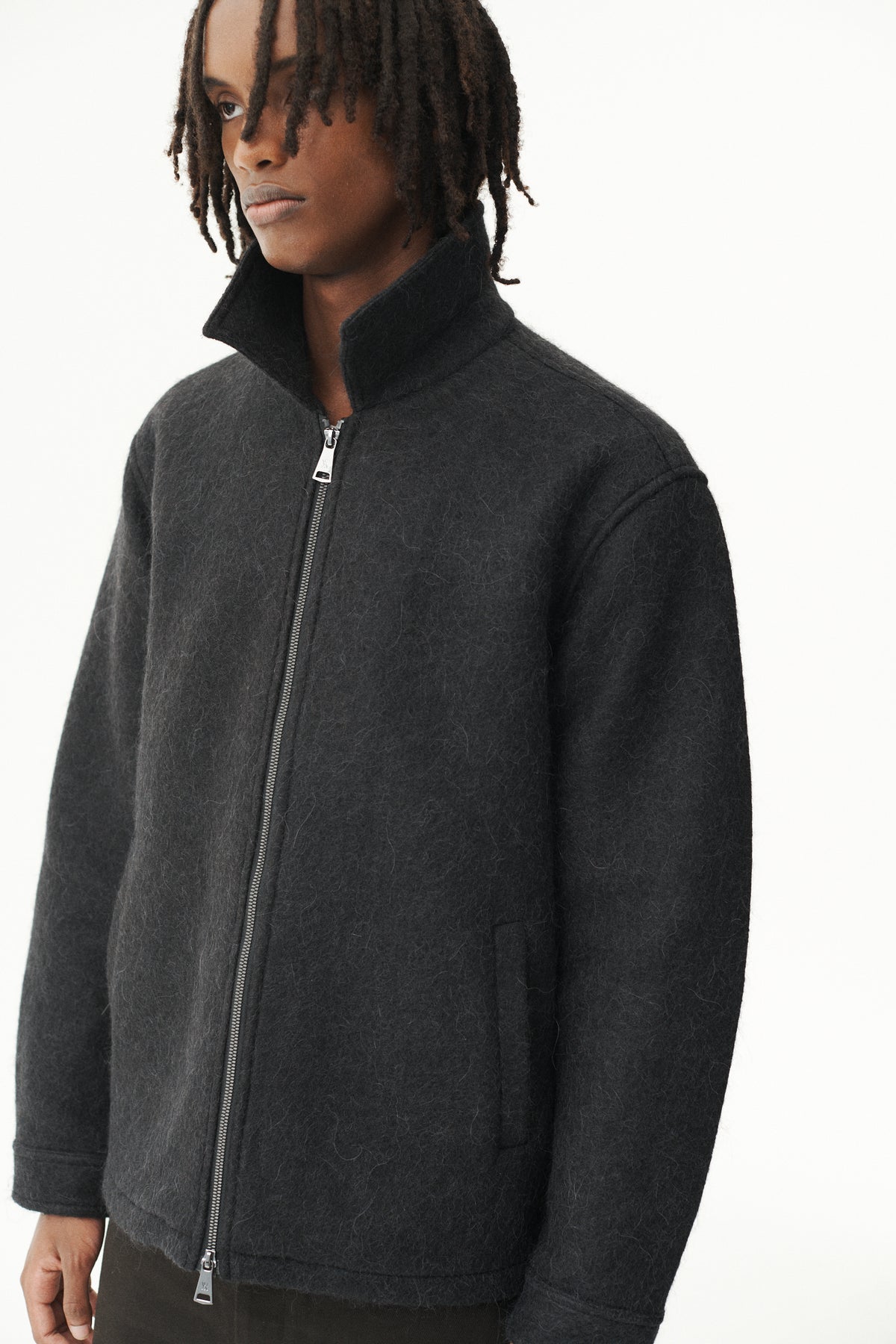 ZIP UP BONDED ALPACA WOOL AW26 BLACK