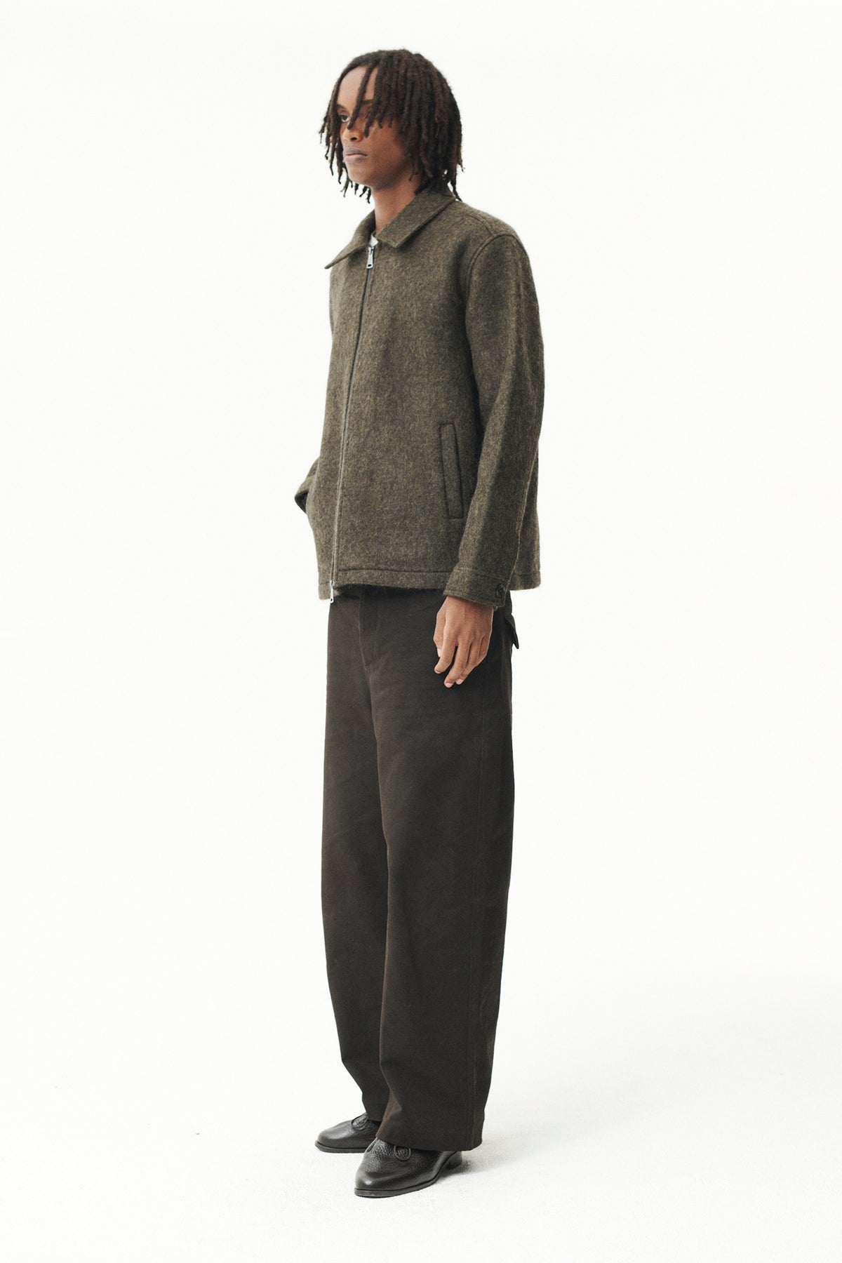 ZIP UP BONDED ALPACA WOOL AW26 GREEN