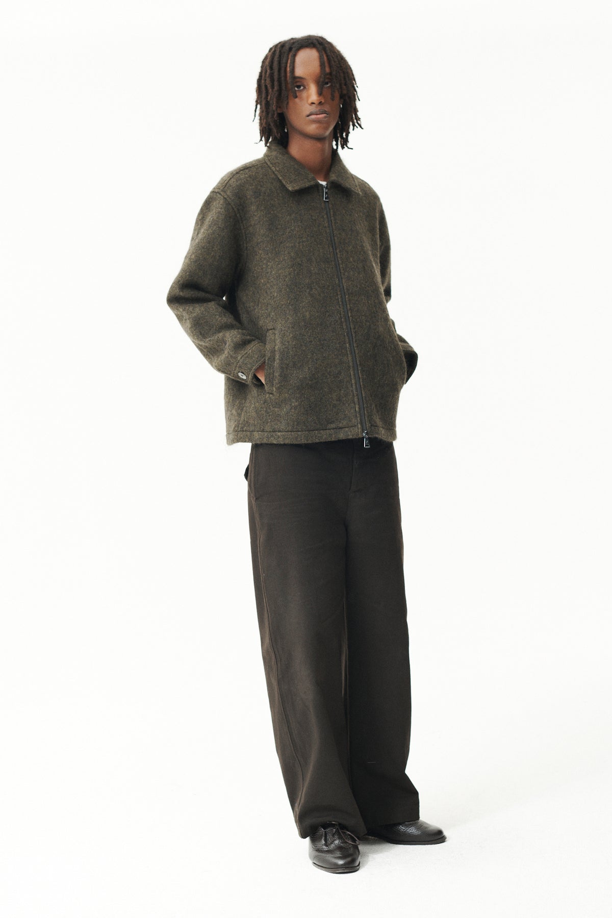 ZIP UP BONDED ALPACA WOOL AW26 GREEN