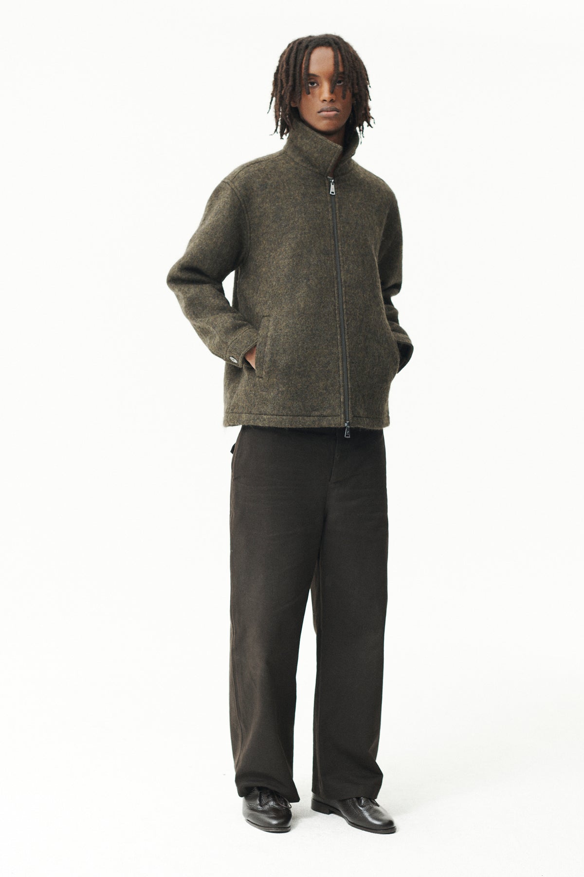 ZIP UP BONDED ALPACA WOOL AW26 GREEN