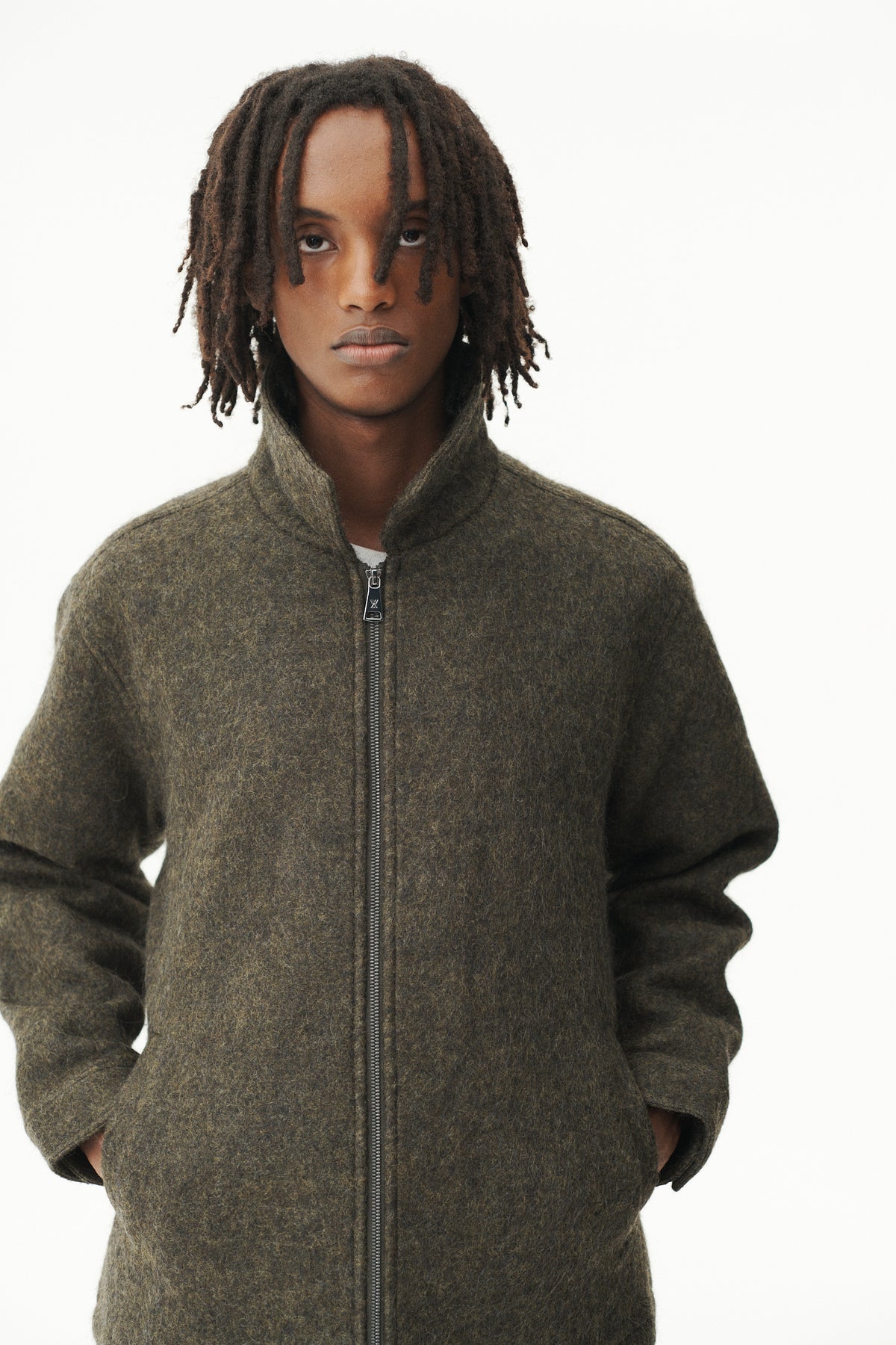ZIP UP BONDED ALPACA WOOL AW26 GREEN